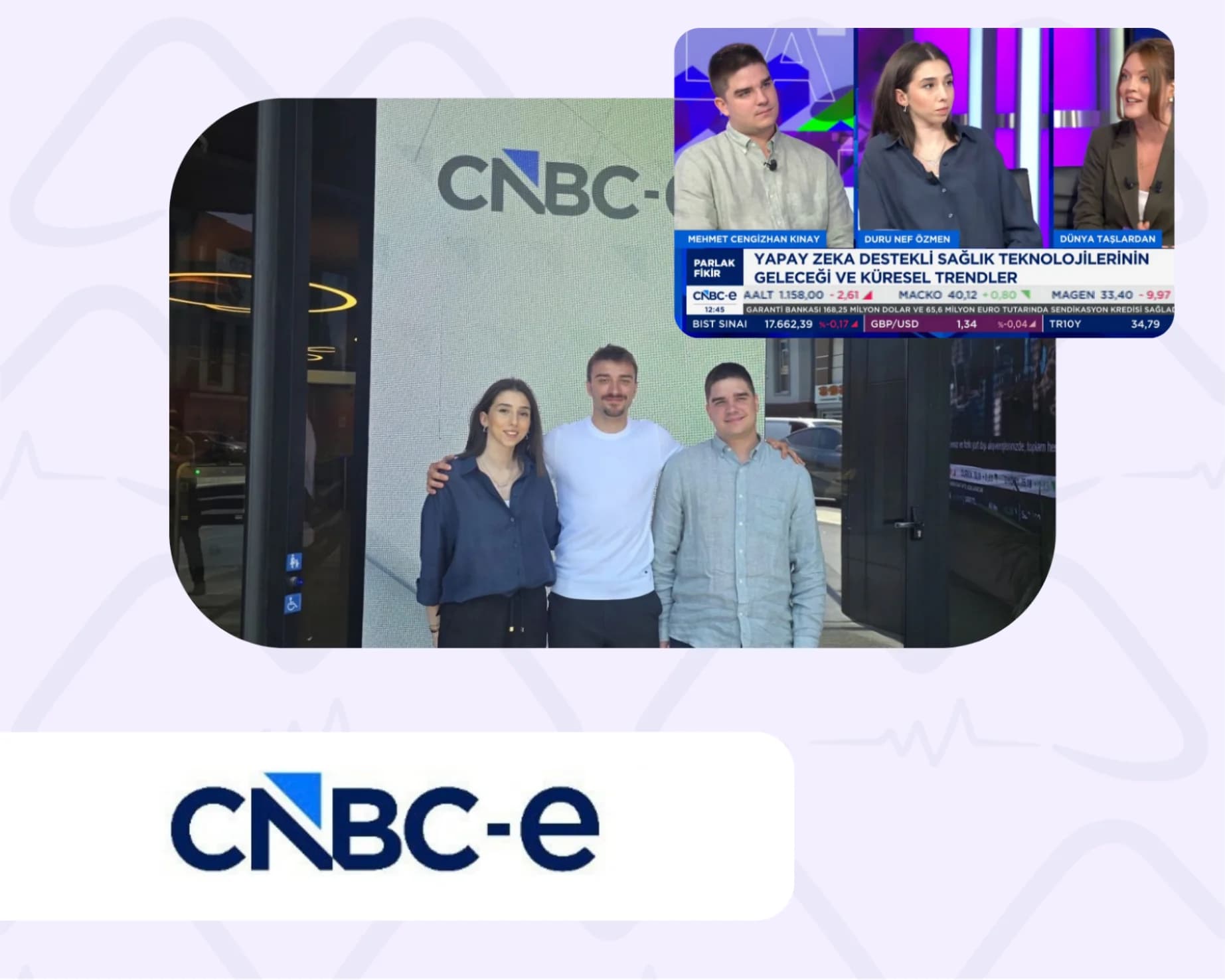The Dr.Medkit founding team in the CNBC-e Parlak Fikir studio